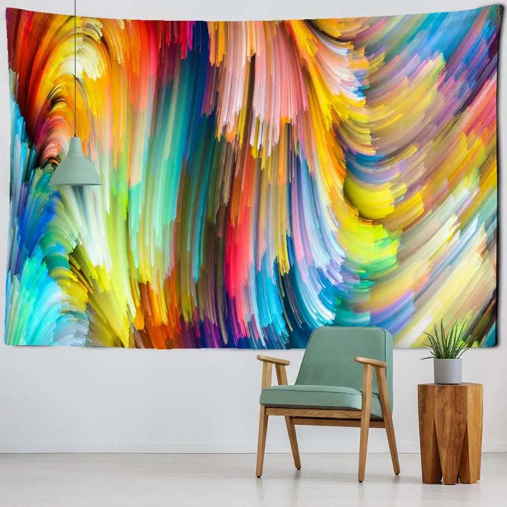 Abstract purple and blue iris mandala 3d tapestry living room decor