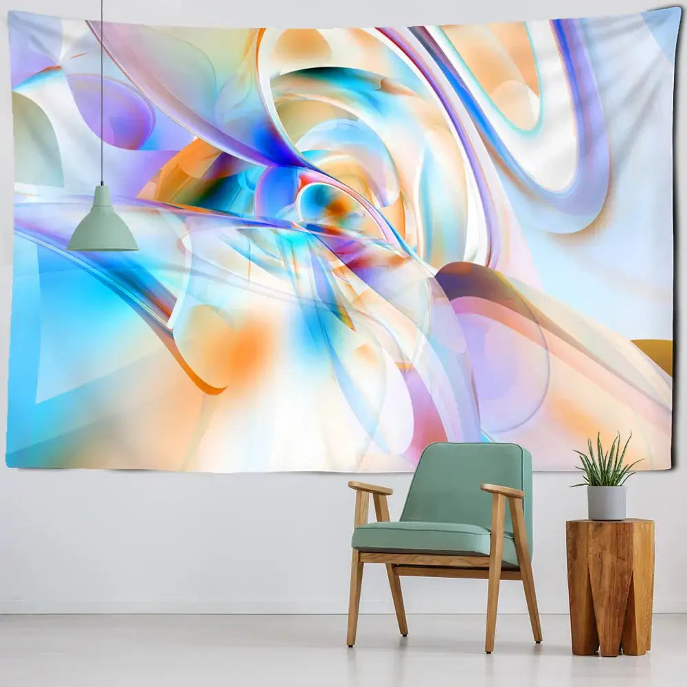 Abstract purple and blue iris mandala 3d tapestry living room decor