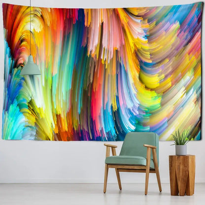 Abstract purple and blue iris mandala 3d tapestry living room decor