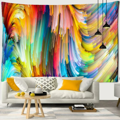 Abstract purple and blue iris mandala 3d tapestry living room decor