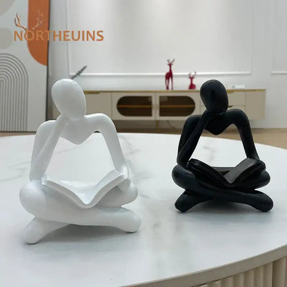 Abstract resin book figurines black & white office decor