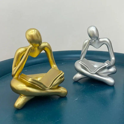 Abstract resin book figurines black & white office decor