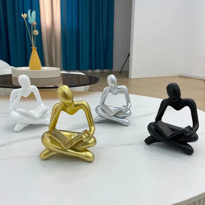 Abstract resin book figurines black & white office decor