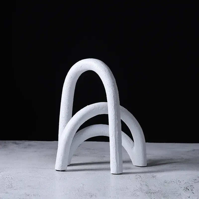 Abstract resin geometry arch black & white bookends living room decor