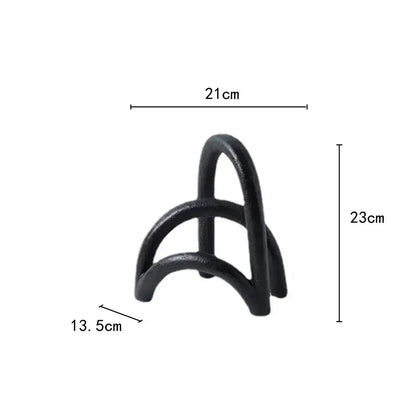 Abstract resin geometry arch black & white bookends living room decor