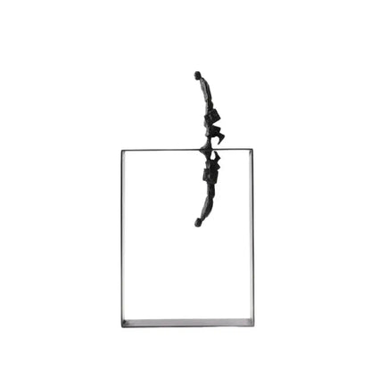 Abstract resin sculpture black metallic man ornament living room decor