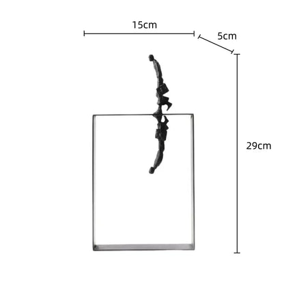 Abstract resin sculpture black metallic man ornament living room decor