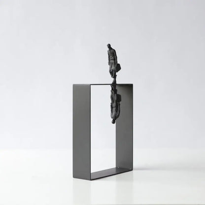 Abstract resin sculpture black metallic man ornament living room decor