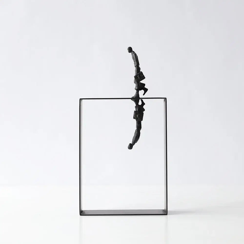 Abstract resin sculpture black metallic man ornament living room decor