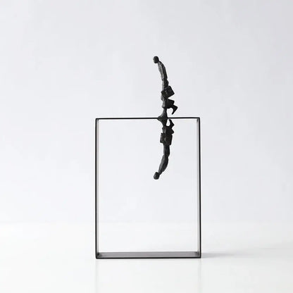 Abstract resin sculpture black metallic man ornament living room decor