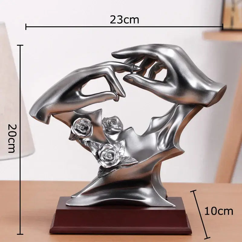 Abstract silver & cream couples rings statue bedroom desk decor