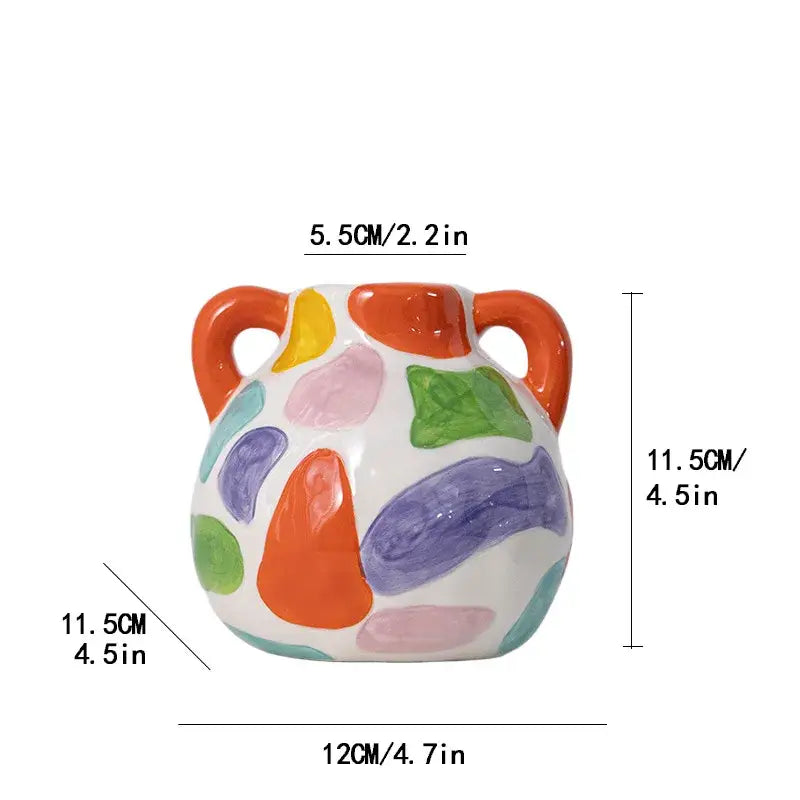 Abstract splatter cartoon ceramic vase teapot living room decor