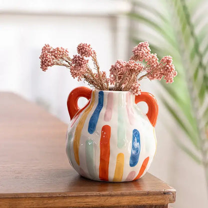 Abstract splatter cartoon ceramic vase teapot living room decor