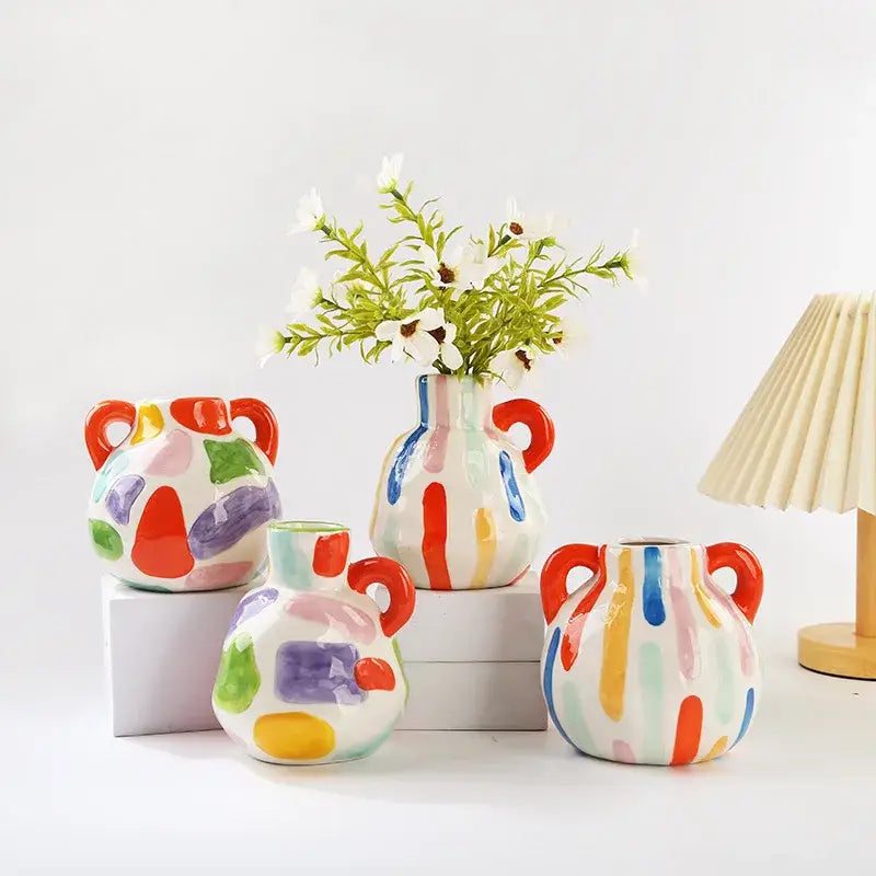 Abstract splatter cartoon ceramic vase teapot living room decor