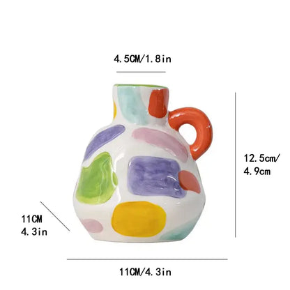 Abstract splatter cartoon ceramic vase teapot living room decor