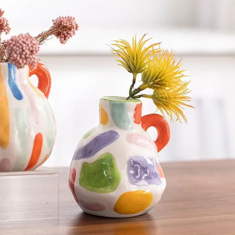 Abstract splatter cartoon ceramic vase teapot living room decor