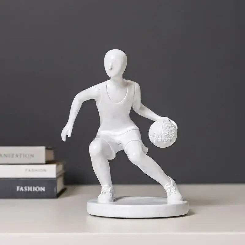 Abstract sports player sculpture set grey & white living room decor