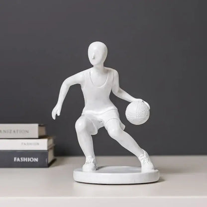 Abstract sports player sculpture set grey & white living room decor
