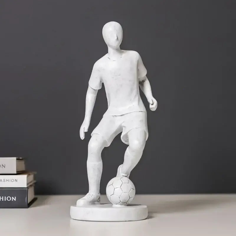Abstract sports player sculpture set grey & white living room decor