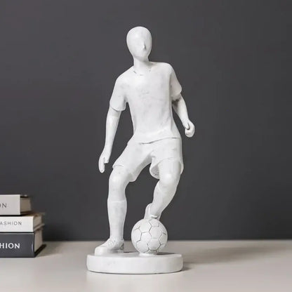Abstract sports player sculpture set grey & white living room decor