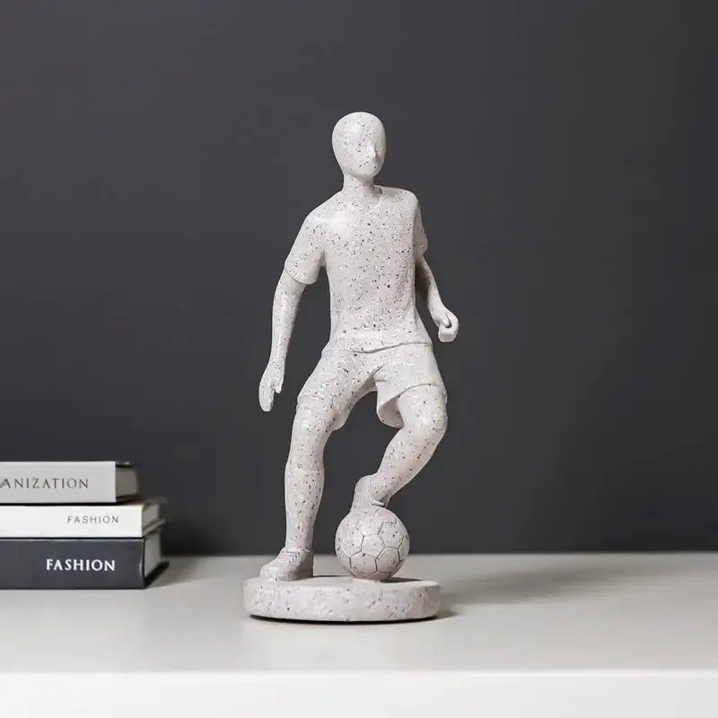 Abstract sports player sculpture set grey & white living room decor