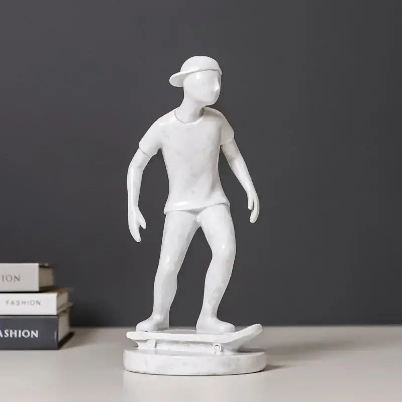 Abstract sports player sculpture set grey & white living room decor