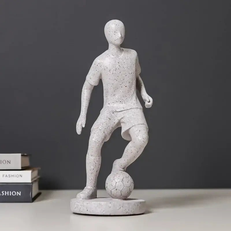 Abstract sports player sculpture set grey & white living room decor