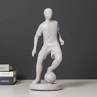 Abstract sports player sculpture set grey & white living room decor