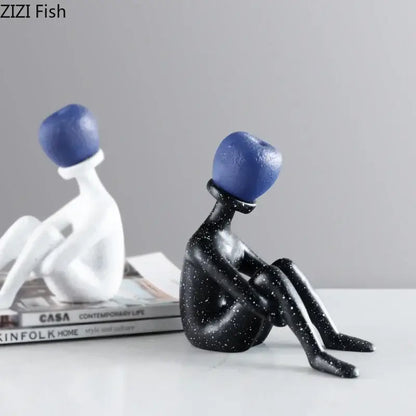 Abstract thinker resin black & white figurine living room decor