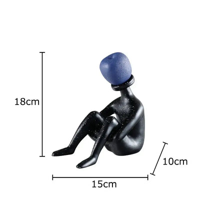 Abstract thinker resin black & white figurine living room decor