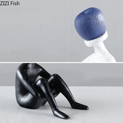 Abstract thinker resin black & white figurine living room decor
