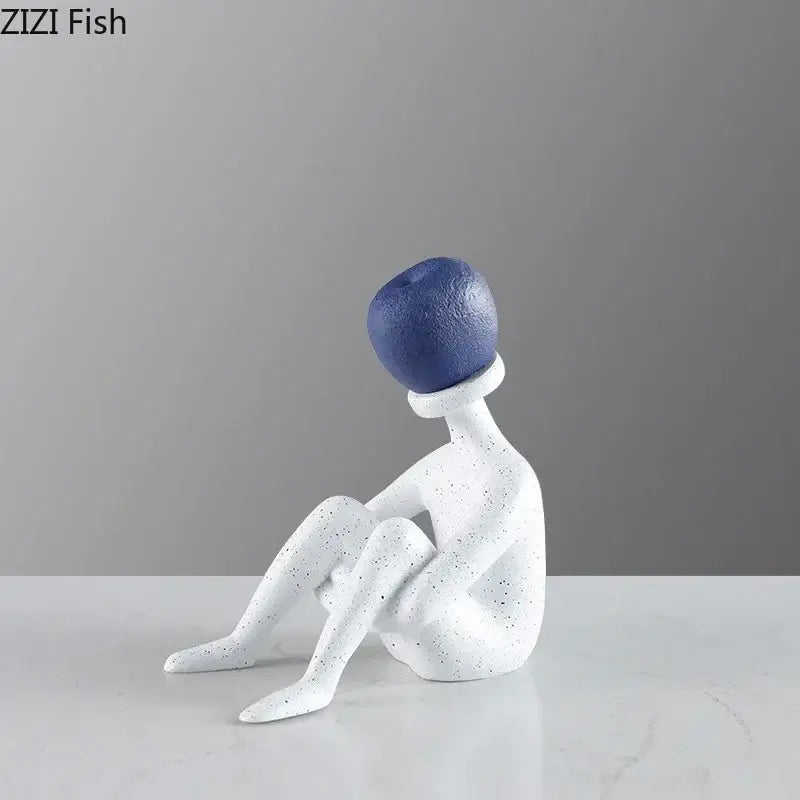 Abstract thinker resin black & white figurine living room decor