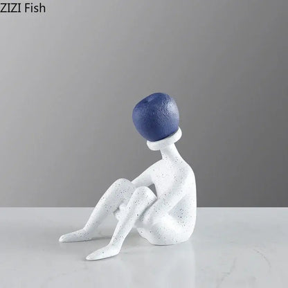 Abstract thinker resin black & white figurine living room decor