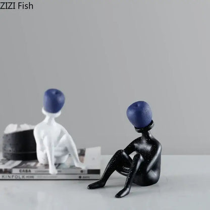 Abstract thinker resin black & white figurine living room decor
