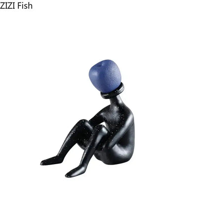 Abstract thinker resin black & white figurine living room decor