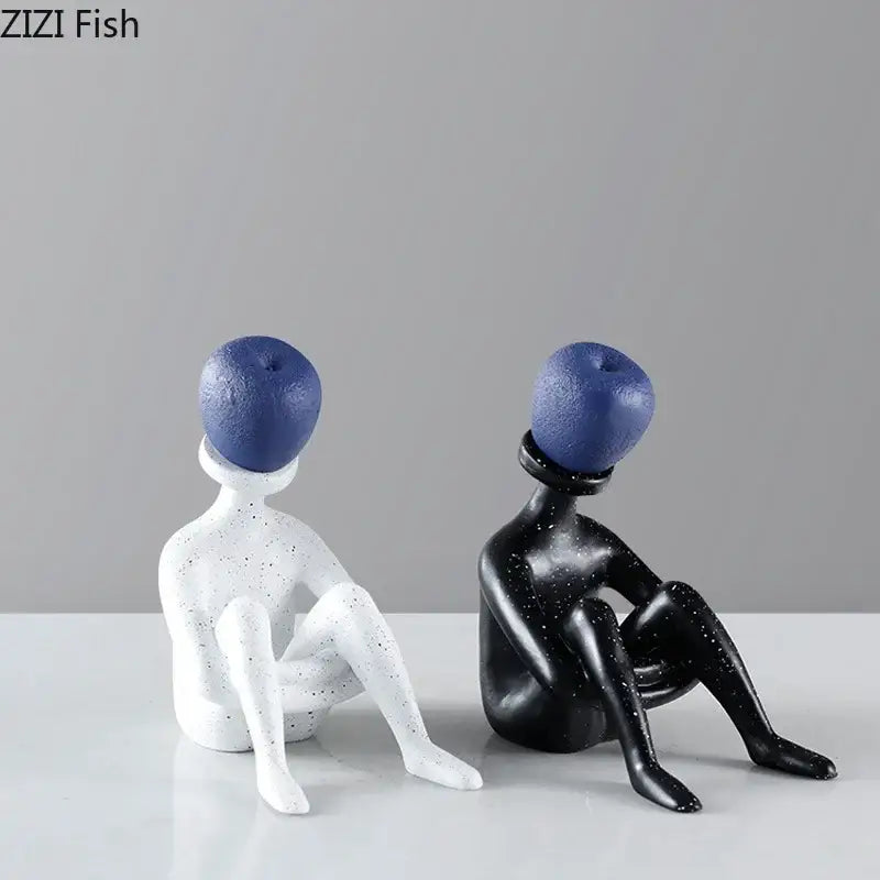 Abstract thinker resin black & white figurine living room decor