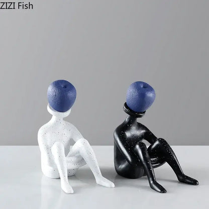 Abstract thinker resin black & white figurine living room decor