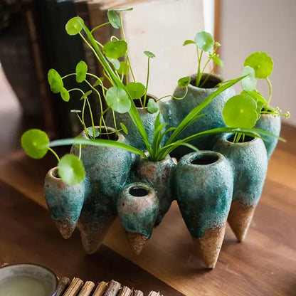 Abstract tooth blue & green gradient hanging vase living room decor
