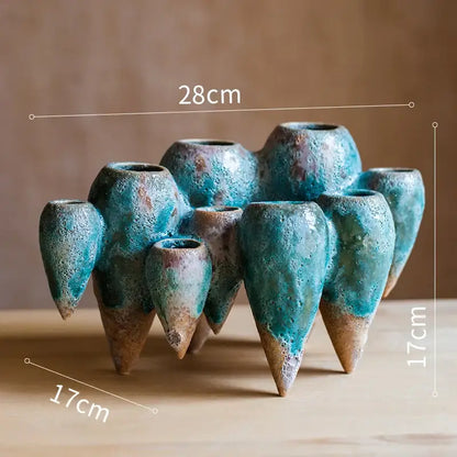 Abstract tooth blue & green gradient hanging vase living room decor