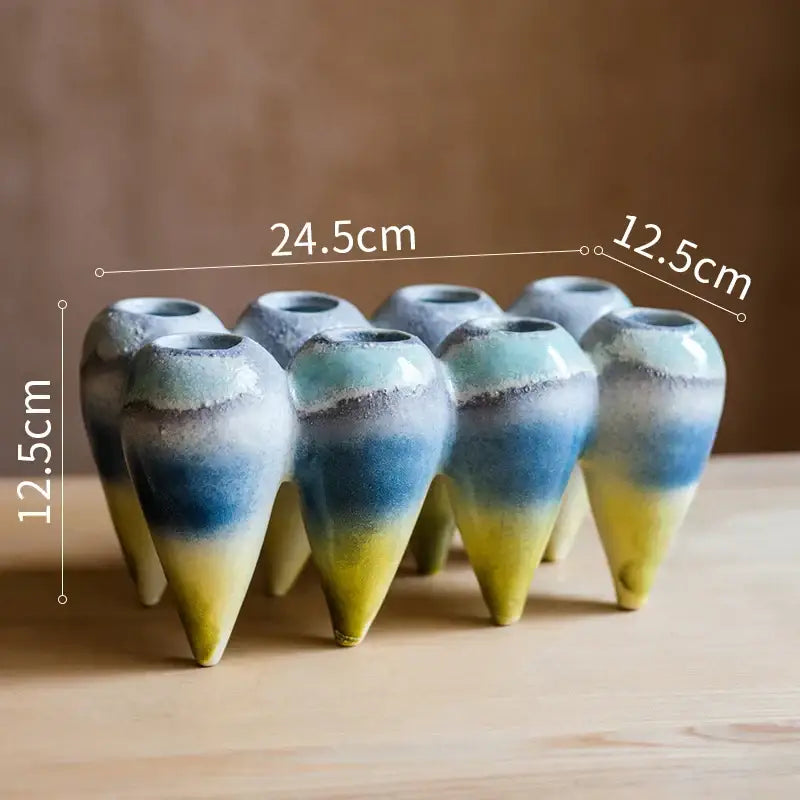 Abstract tooth blue & green gradient hanging vase living room decor