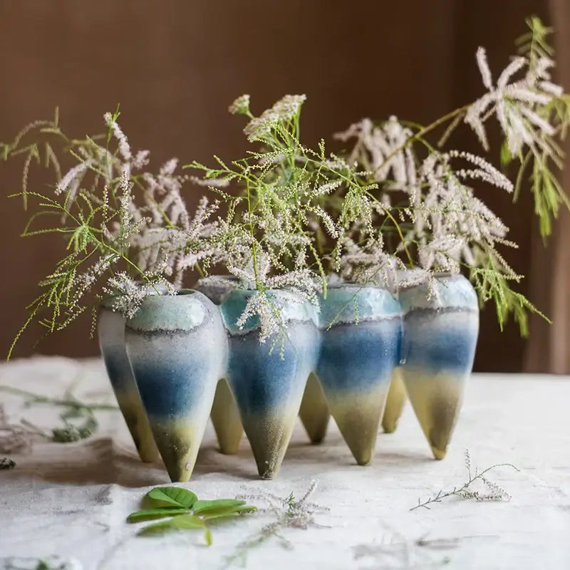 Abstract tooth blue & green gradient hanging vase living room decor