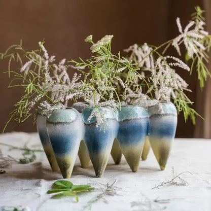 Abstract tooth blue & green gradient hanging vase living room decor