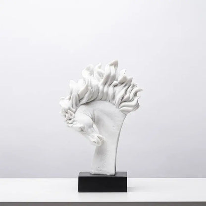 Abstract translucent horse head statue resin figurine living room decor