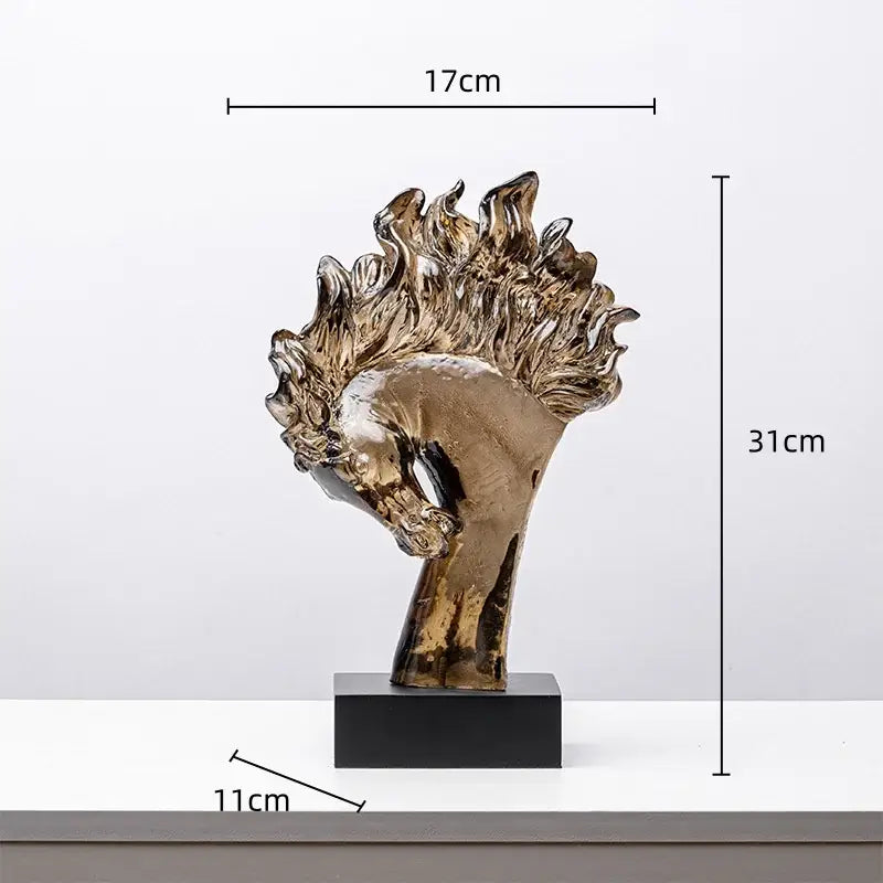 Abstract translucent horse head statue resin figurine living room decor