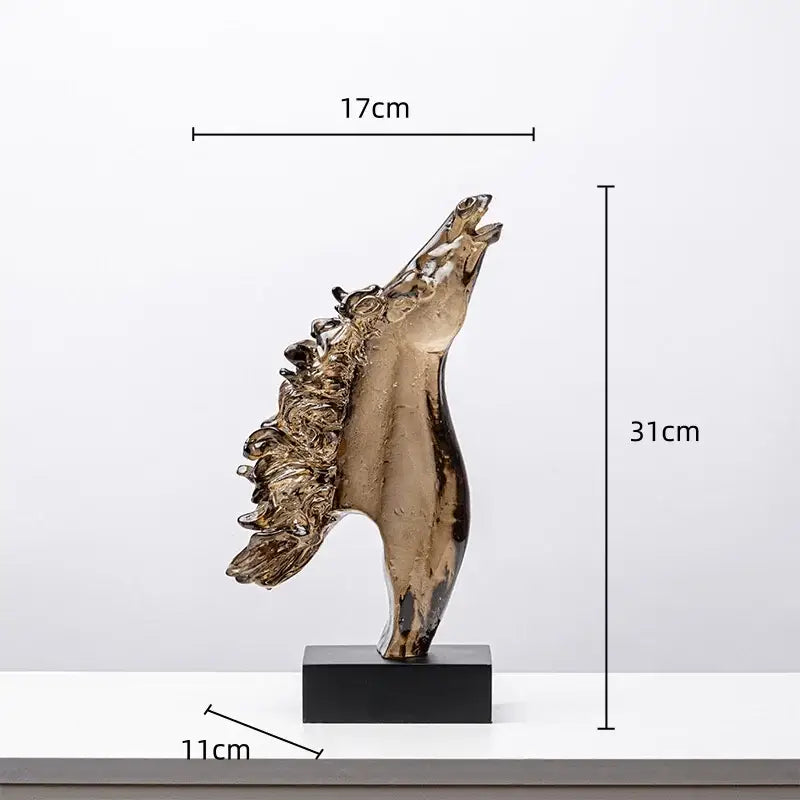 Abstract translucent horse head statue resin figurine living room decor