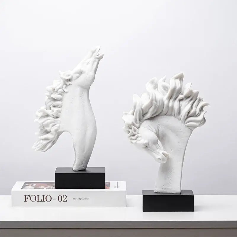 Abstract translucent horse head statue resin figurine living room decor