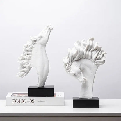 Abstract translucent horse head statue resin figurine living room decor