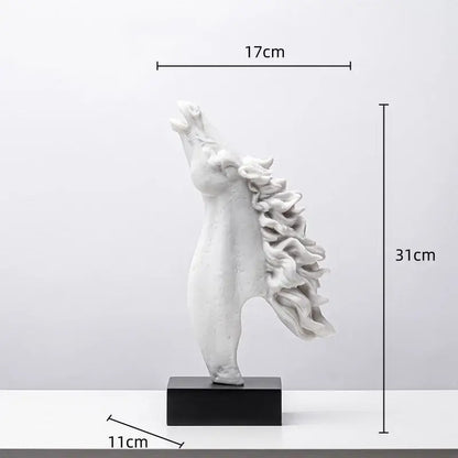 Abstract translucent horse head statue resin figurine living room decor