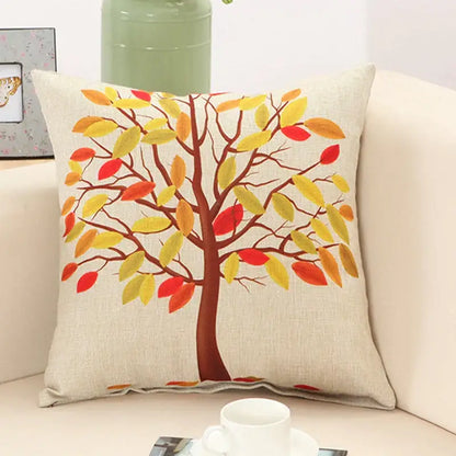 Abstract tree flower embroidered beige pillow cover living room
