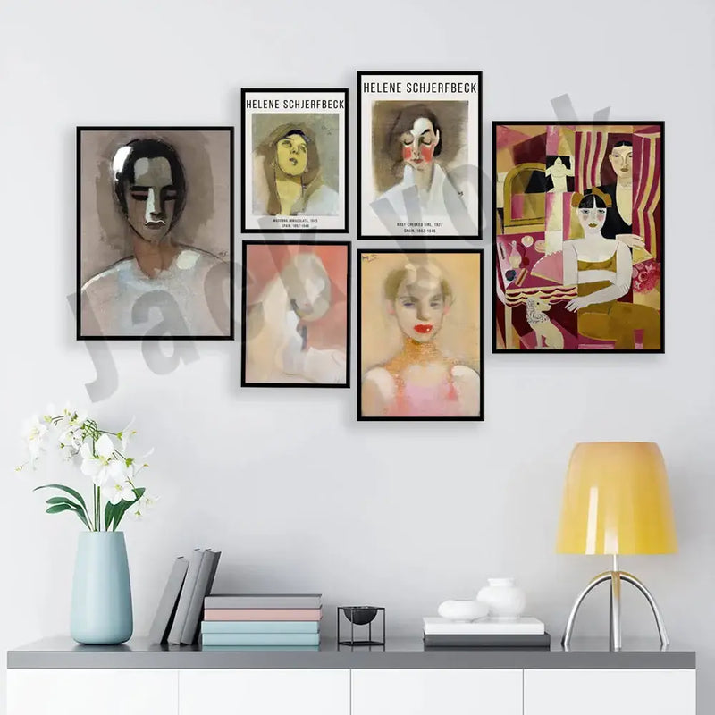 Abstract vintage exhibition poster set living room framed art prints